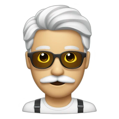 Hombre guapo de pelo blanco con gafas y bigote sticker