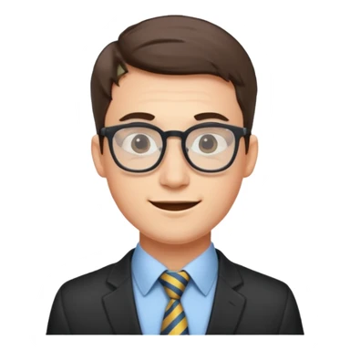 An outgoing marketer male in his late 20s, bespectacled and cheerful image sticker