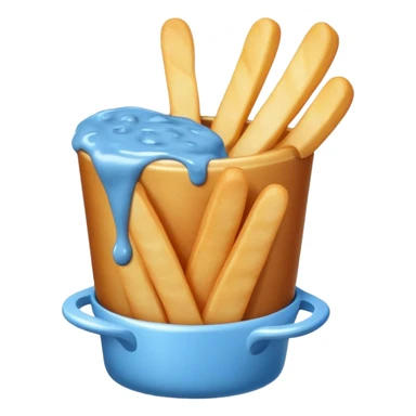 ￼ a fry with blue sauce sticker
