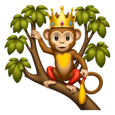Kral taçlı ağaca çıkmış maymun sticker