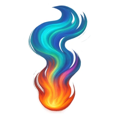 flame with a swirling aurora effect, digital illustration, no background sticker