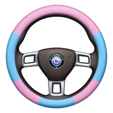 steering wheel with transgender pride flag colors and strifes , fluffy sticker