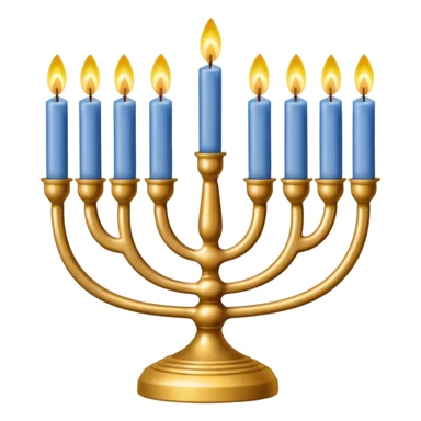 Gold Menorah with four candles on each side sticker