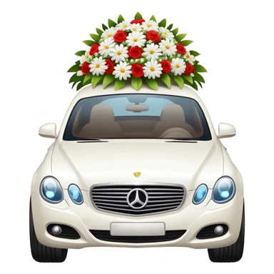 luxury car with wedding decorations, horizontal sticker