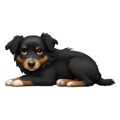 Small black australian shepherd dog sleeping  sticker