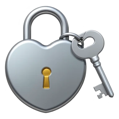 A chrome silver lock and key emoji, smooth metallic surfaces, glossy reflections, luxury swag vibe, minimal iOS emoji style, centered on clean white background sticker