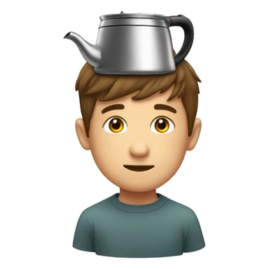 Tea kettle on boy's head sticker