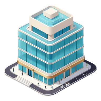 isometric exterior luxury shopping mall sticker