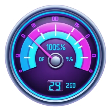 a futuristic percentage meter measuring capacity, neon colors sticker