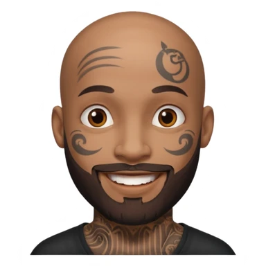 bald bearded man with face tattoo sticker