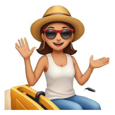 person excitedly going to an amusement park, with a roller coaster or ferris wheel in the background sticker