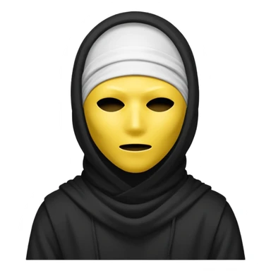 masked yellow white skin figure with cloth overing head and face / rap style like yeat kinda cloth covering head and face. rap style and minimalistic and mysterious. no eyes a sticker