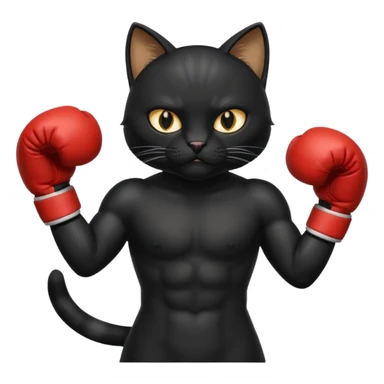 Black Cat with boxing gloves sticker