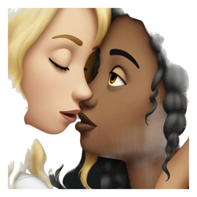 blonde white girl kissing black hair black girl sticker