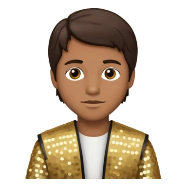 Joshua from The Bible with dark brown hair, gold sequin outfit sticker