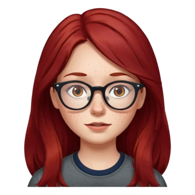 girl with long dark red hair and and glasses sticker