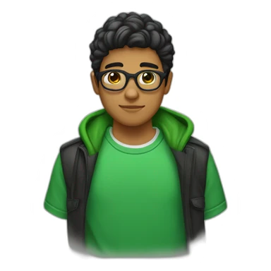 Chico adolescente flaco, alto, pelo castaño, ojos verdes, de piel blanca, gafas negras sticker