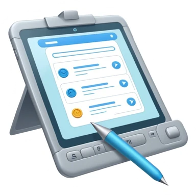 "Create an emoji for UX/UI design. Show a wireframe or user interface design with buttons, icons, and text fields. Include design tools like a cursor or stylus. Use modern, professional colors. Do not include any emojis or smiley faces. Make the background transparent. sticker