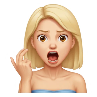 Girl holding neck in annoyance and mouth open yelling sticker