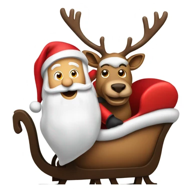Santa in a sleigh with his reindeer sticker