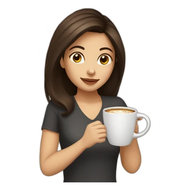 Brunette girl drinking coffee  sticker