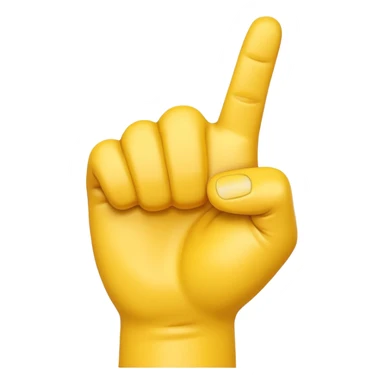 A 3D Apple-style yellow hand emoji, closed fist with thumb pointing backward over the shoulder direction, smooth rounded shape, shiny surface, clean minimal background. sticker