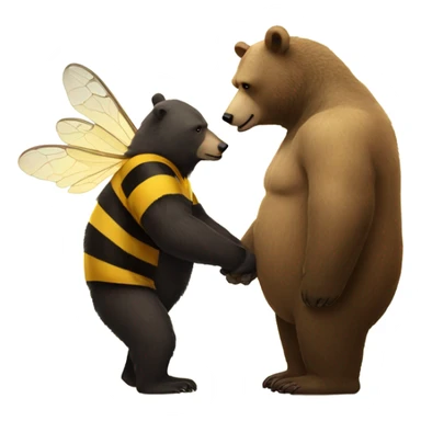 Bear holding hands with a giant bee  sticker