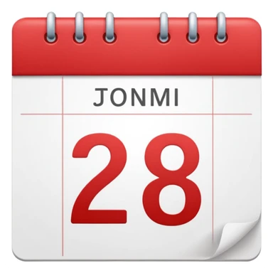 calendar with number 28, red top sticker