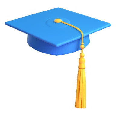 blue graduation cap with yellow tassel sticker