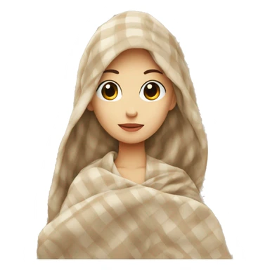 Beige clean girl folded plaid blanket  sticker