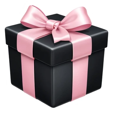 Realistic black gift box with light pink bow sticker