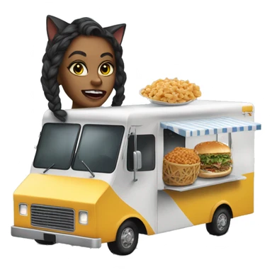 Realistic Cat Woman’s food truck  sticker