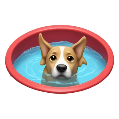Dog wearing a hoodie in a pool that is red sticker
