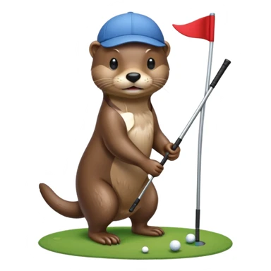 Otter golfing sticker