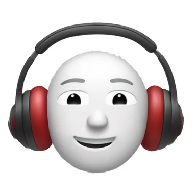 An IOS, Apple designed pomegranate emoji that is wearing headphones, facing to the right slightly. White background. Simple design. sticker