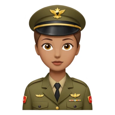 female soldier brown hair style sticker