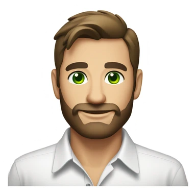 handsome optimist brunette man and beard green eyes wearing white button down shirt  sticker