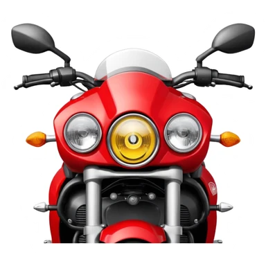 Ducati Monster motorcycle, front view, round headlight, red color, emoji style sticker