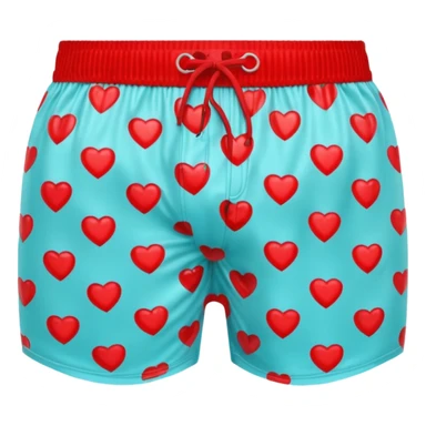 A 3D emoji of men’s boxer shorts in Apple style, decorated with bright red heart patterns. The shorts have a playful, fun design with an elastic waistband, glossy and smooth texture. Clean Apple-style rendering, isolated on white background.







 sticker
