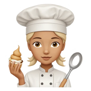 Young female baker - wearing a white chef's hat and holding a cream piping bag sticker