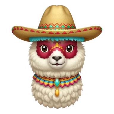 white alpaca wearing sombrero sticker
