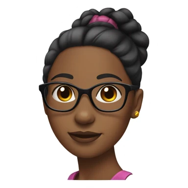 black girl with slick back ponytail and nose piercing and glasses sticker