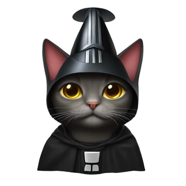 cat wearing a birthday hat and a darth  vader costume sticker