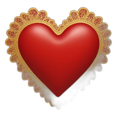 Red leather heart with gold lace border sticker