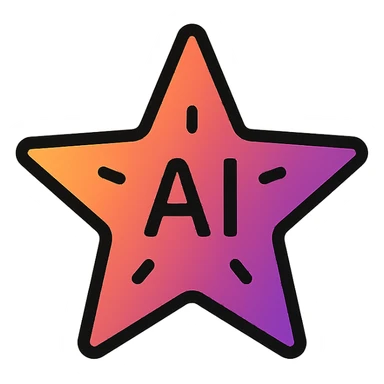 stylized star for AI, radiant orange to purple gradient, digital, elegant sticker
