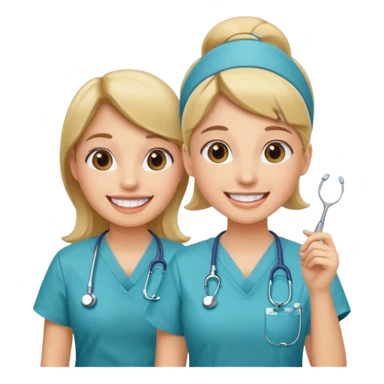 Dentist  with dental assistant girl sticker