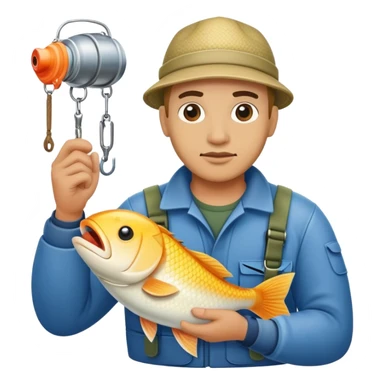 Light-skinned Fisherman with fish sticker