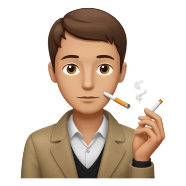 Shirtless thin man with a cigarette and short brown hair sticker