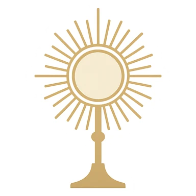 a simple monstrance, minimal design, gold, rays, religious object sticker