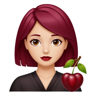 I take second photo but change the color of the hair for a red cherry or burgundy sticker